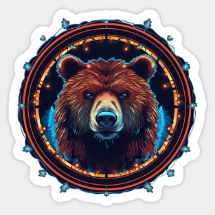 Grizzly Bear in Ornmament, Love Bears Sticker